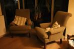 Twee comfortabele fauteuils (olijfgroen), Huis en Inrichting, Ophalen, Hout, Gebruikt, 75 tot 100 cm