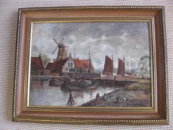 Hans Reifferscheid, "Afgemeerde boten aan een kade". beschikbaar voor biedingen