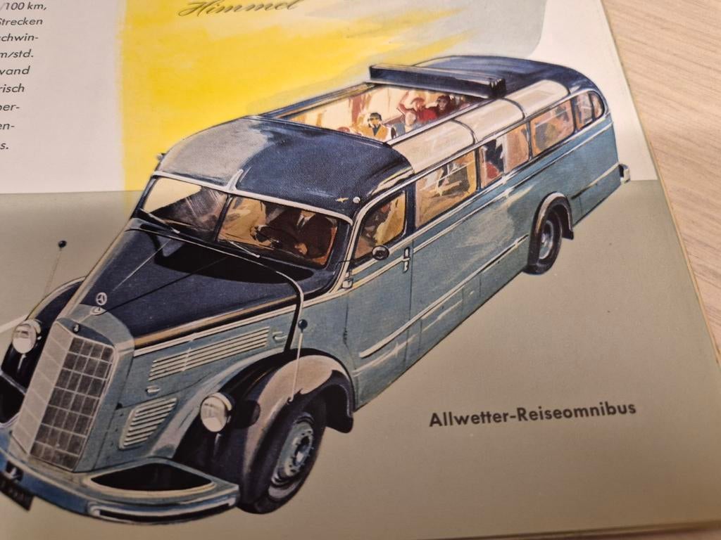 1953 dikke Mercedes bus Touringcar folder Torpedo en frontst, Ophalen of Verzenden, Mercedes