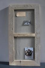 Memobord / prikbord steigerhout met linnen *Pronck & Praal*, Ophalen of Verzenden, Nieuw, Prikbord