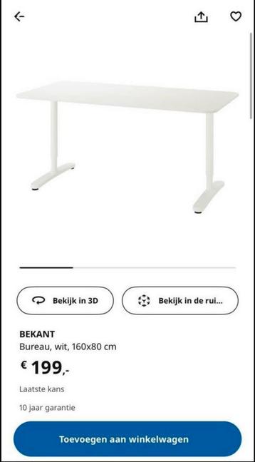 IKEA Bekant Stabureau - Klein Schade, Prima Staat beschikbaar voor biedingen