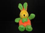 HEMA KONIJN KLEIN VELOURS GROEN/ORANJE MET GEEL HOOFD  EN OR, Verzenden, Nieuw, Konijn