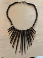 Vintage boho houten goudkleurige ketting designers collier, Ophalen of Verzenden, Zo goed als nieuw, Goud, Overige materialen