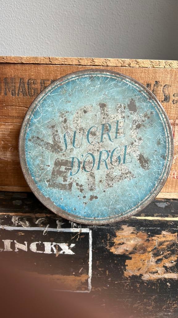 Frans blikje fransblauw vichy etat, Antiek en Kunst, Ophalen of Verzenden