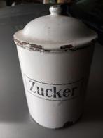 Antieke emaille Zuiker voorraadbus - grijs/wit zeldzaam, Ophalen of Verzenden