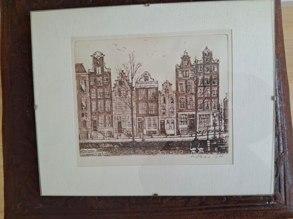 Henk Daas ets Herengracht Amsterdam, Antiek en Kunst, Kunst | Etsen en Gravures, Ophalen of Verzenden