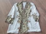 Witte blouse met deels panterprint., Ophalen of Verzenden, Zo goed als nieuw, Maat 38/40 (M), Wit