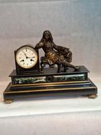 Mooie gave marmeren pendule met figuur, Ophalen of Verzenden