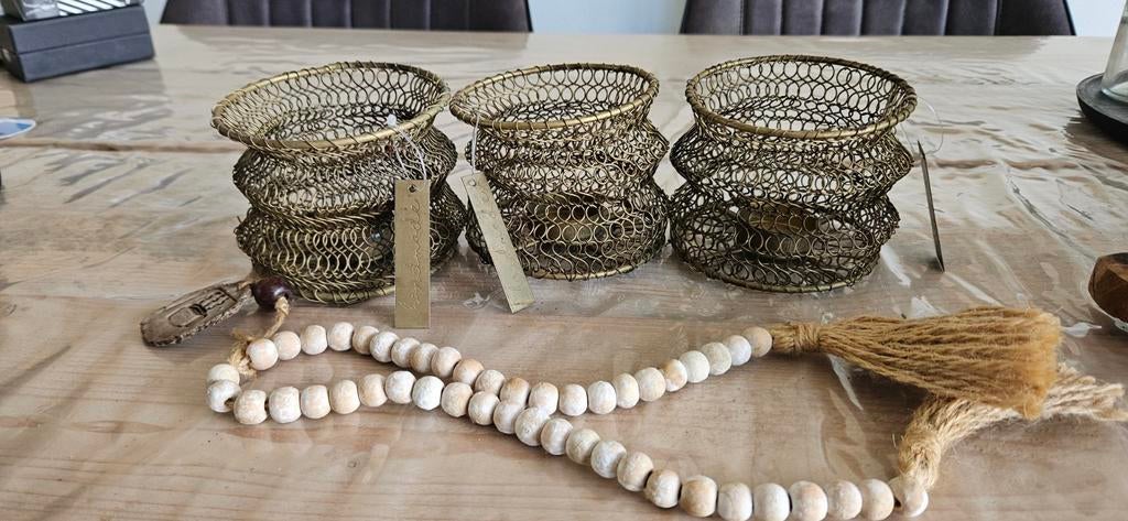 Bronzen metalen waxinelicht houders landelijk wonen, Ophalen of Verzenden, Overige materialen, Minder dan 25 cm