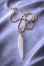 Ketting Angel aura kwarts snakechain zilver, Met edelsteen, Nieuw, Ophalen of Verzenden, Steen of Mineraal