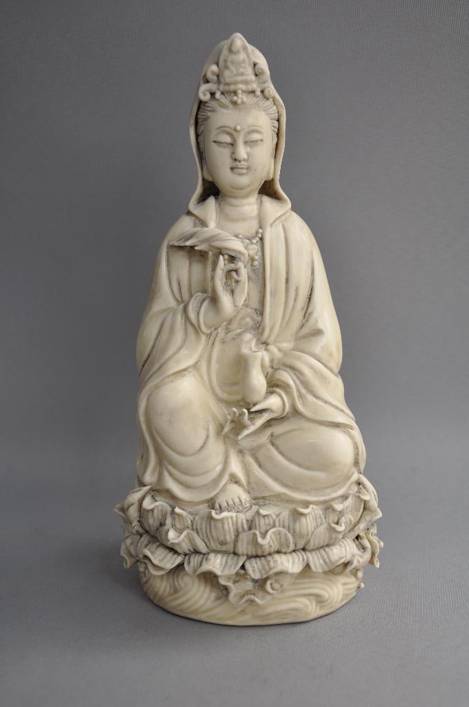 Prachtig Kwan Yin beeld van "blanc de Chine" porselein, Ophalen of Verzenden