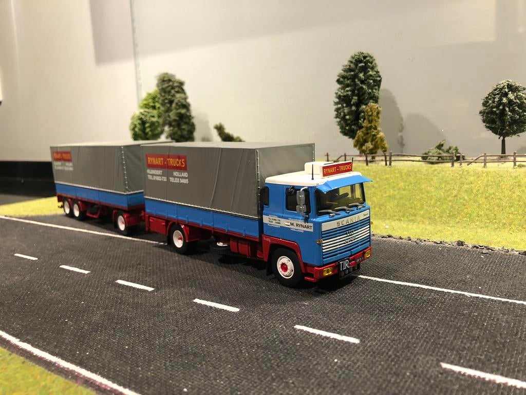 Scania 110 moterwagen met aanhanger van Rynart & certificaat, Hobby en Vrije tijd, Modelauto's | 1:50, Ophalen of Verzenden, Zo goed als nieuw