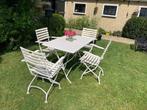 Franse bistroset, Tuin en Terras, Tuinsets en Loungesets, Ophalen, 4 zitplaatsen, Hardhout, Zo goed als nieuw