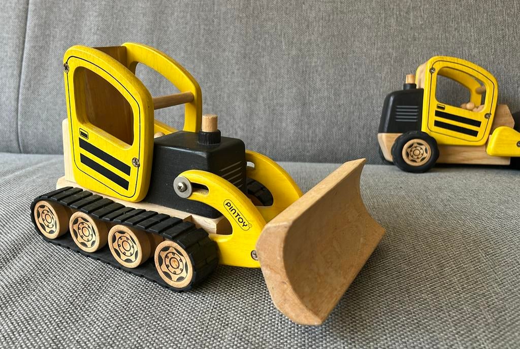 Pintoy Houten Bulldozer, Ophalen of Verzenden, Gebruikt