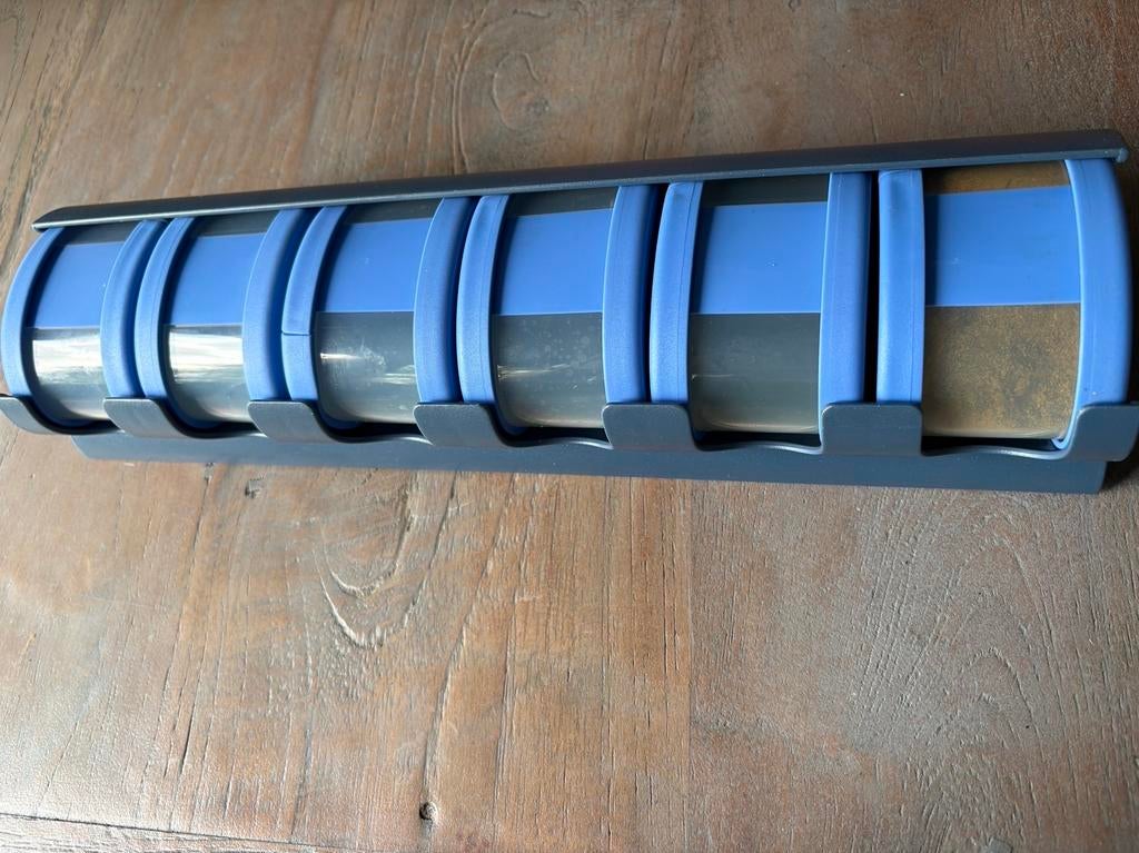 Tupperware kruidenrek met 6 potjes, Huis en Inrichting, Keuken | Tupperware, Ophalen of Verzenden, Gebruikt, Blauw, Bus of Trommel