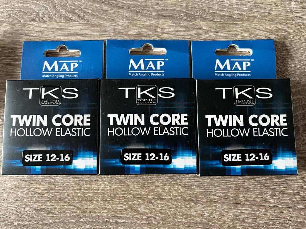 3x Nieuwe TKS Twin Core Hollow 12-16 elastiek, Ophalen of Verzenden, Nieuw, Vislijn
