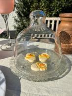 Prachtige Vintage Glazen Stolp Jaren 70 met ijsglas Plateau, Ophalen of Verzenden, Zo goed als nieuw