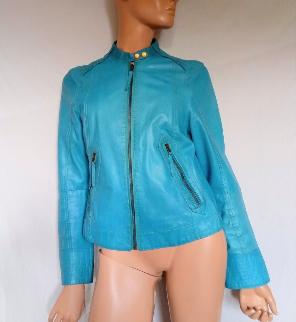 ANNA BLUE Leren Jasje , Maat 38 - 40, Kleding | Dames, Jasjes, Kostuums en Pakken, Verzenden, Zo goed als nieuw, Maat 38/40 (M)