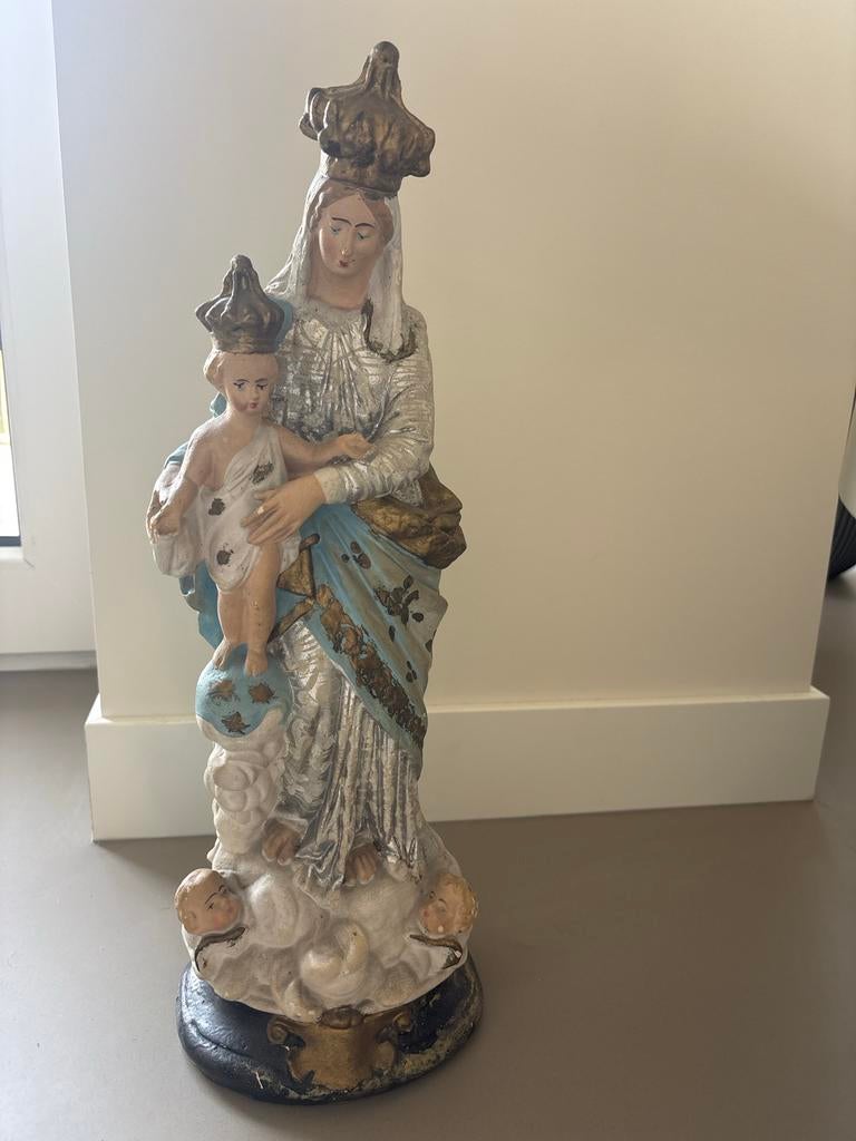 Groot vintage Maria beeld met kind Jezus, Antiek en Kunst, Ophalen of Verzenden