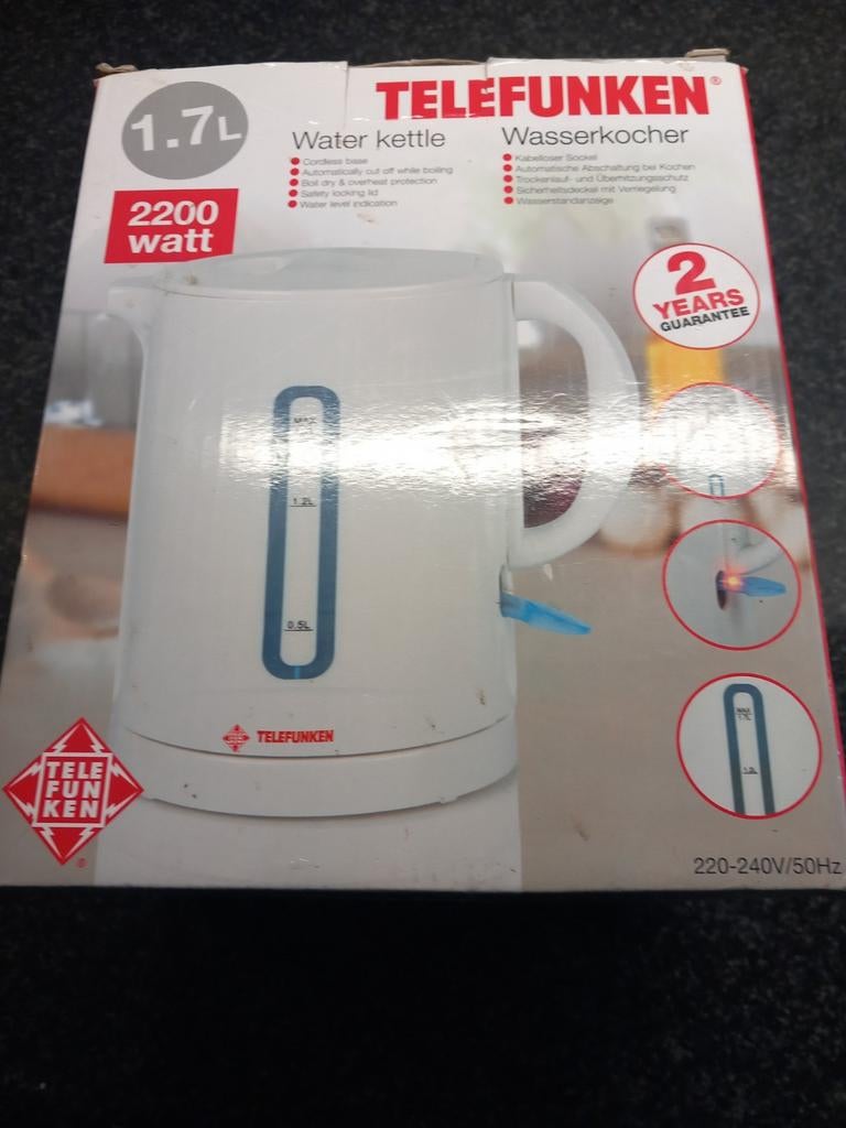 Splinternieuw telefunker waterkoker 1.7lt voor  camping, Witgoed en Apparatuur, Waterkokers, 1 tot 2 liter, Ophalen of Verzenden