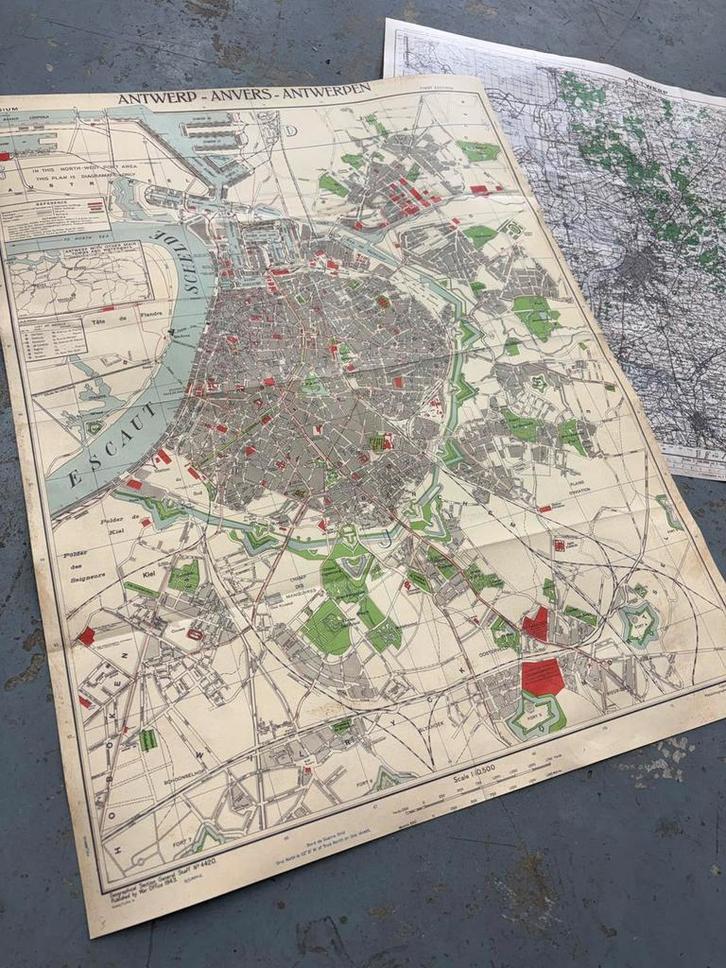 Ww2, wo2, stafkaart, Antwerpen, 1944, 11th armoured, Verzamelen, Militaria | Tweede Wereldoorlog, Foto of Poster, Ophalen