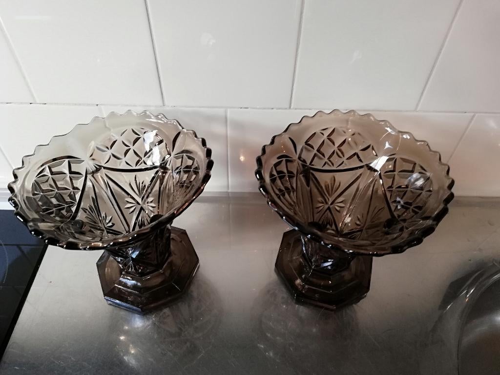 2 stuks beschikbaar prachtige glazen art deco vazen, Ophalen of Verzenden