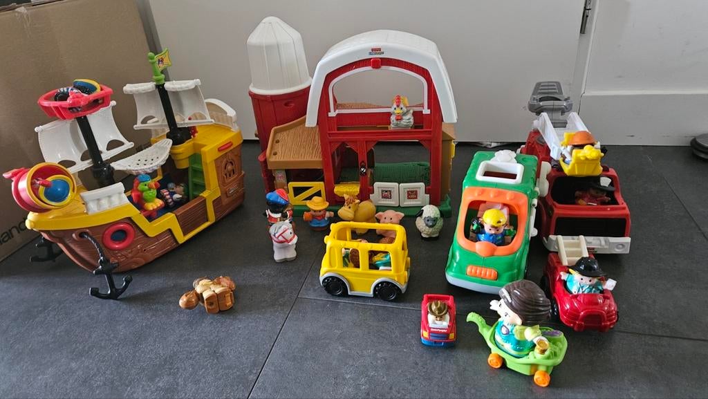 Grote Fisher-Price Little People set: boerderij, boot etc., Ophalen, Gebruikt, Jongen of Meisje