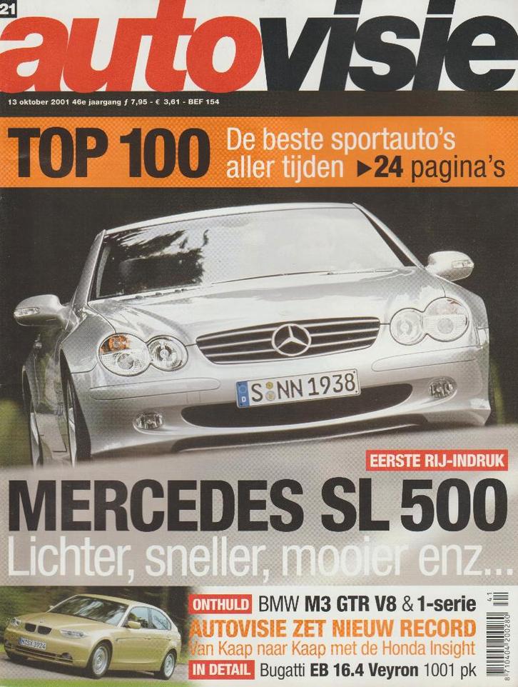 Mercedes SL 500 ( R230 ) in Autovisie 2001, Boeken, Auto's | Folders en Tijdschriften, Zo goed als nieuw, Mercedes, Ophalen of Verzenden