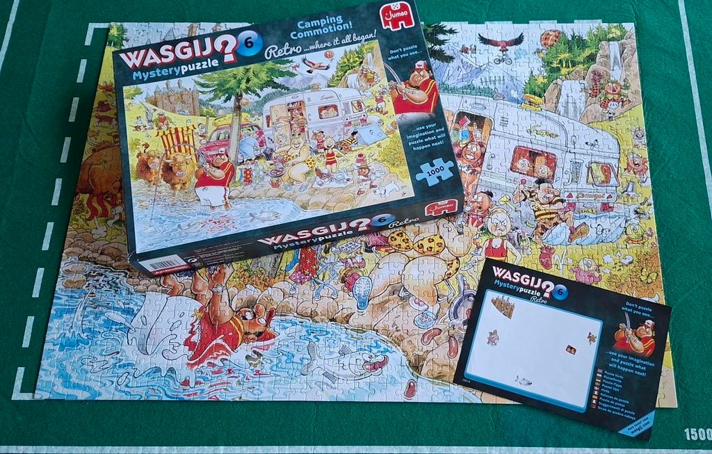 Wasgij Retro Mystery puzzel 6 / de Camping, Ophalen of Verzenden, 500 t/m 1500 stukjes, Zo goed als nieuw
