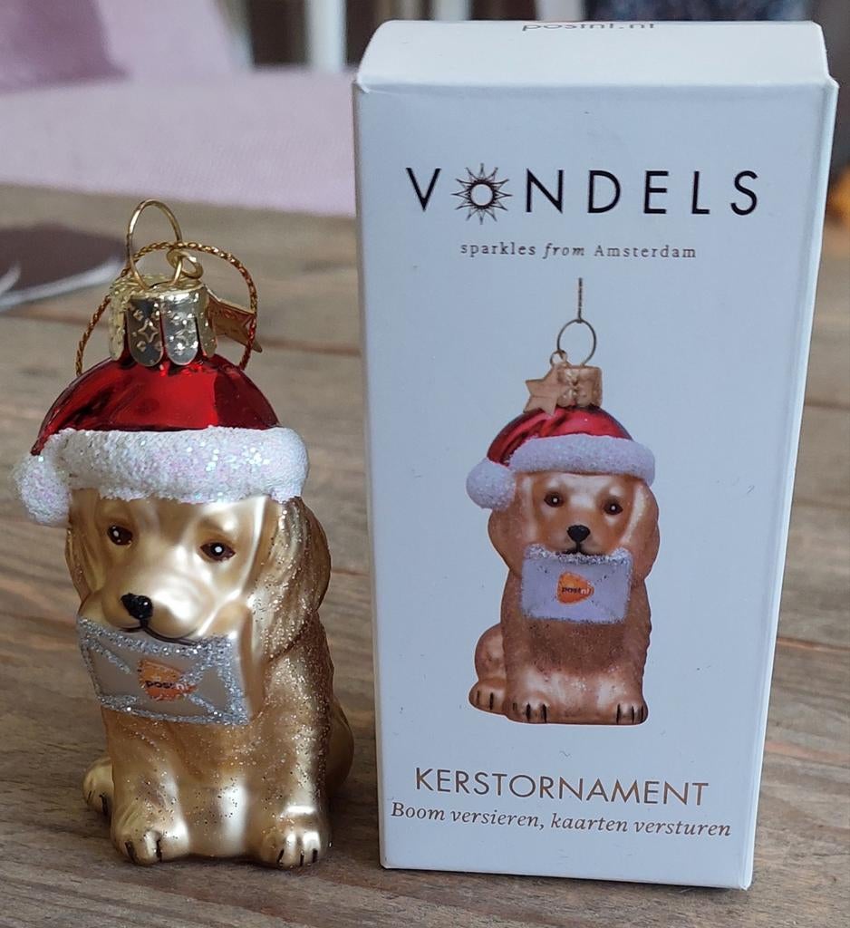 Vondels kerstornament hond met brief, Ophalen of Verzenden, Nieuw