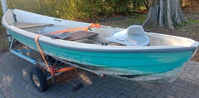 5 meter sloep met electrische buitenboordmotor op trailertje, Ophalen, Minder dan 70 pk, 3 tot 6 meter, Buitenboordmotor