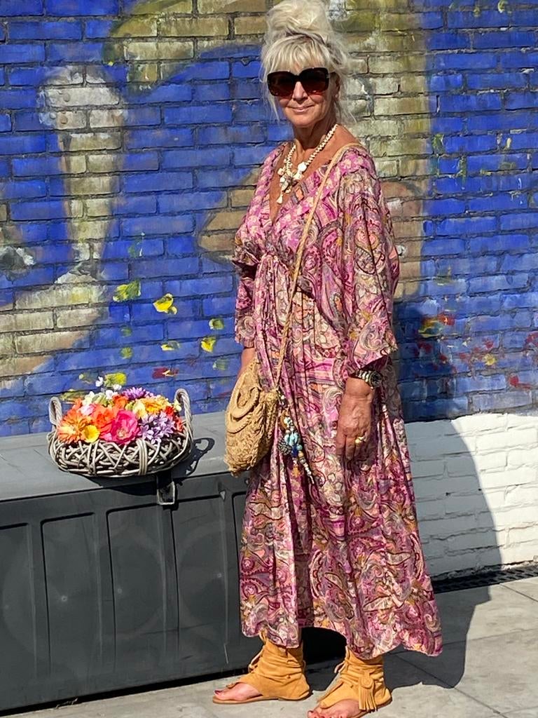 Ibiza Boho Bohemien Jurk maat 36-40, Maat 38/40 (M), Paars, Ophalen of Verzenden, Zo goed als nieuw