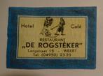 Hotel Café Rest   DE ROGSTEKER    WEERT, Verzenden, Gebruikt, Luciferdoosjes of -merken