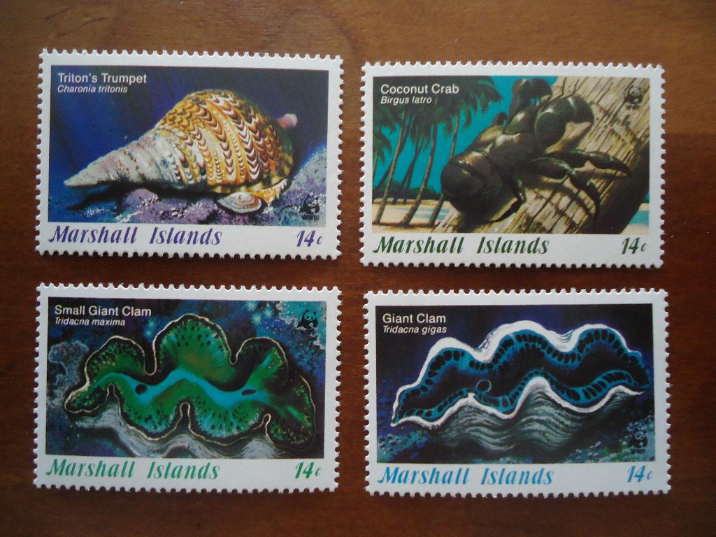 Schelp zeeslak Marshall eil. 1986, mi. 73-76 postfris, Ophalen of Verzenden, Postfris, Dier of Natuur