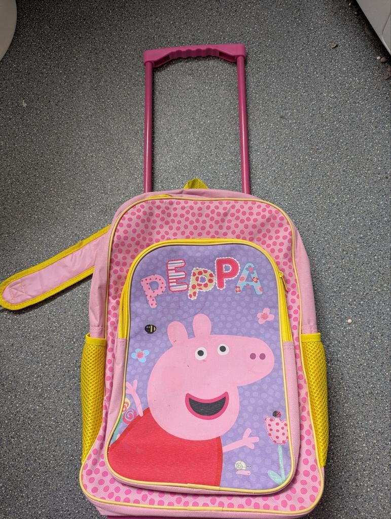 Peppa Pig Rolkoffer Rugzak - Roze/Geel, Gebruikt, Rugtas, Ophalen of Verzenden, Roze