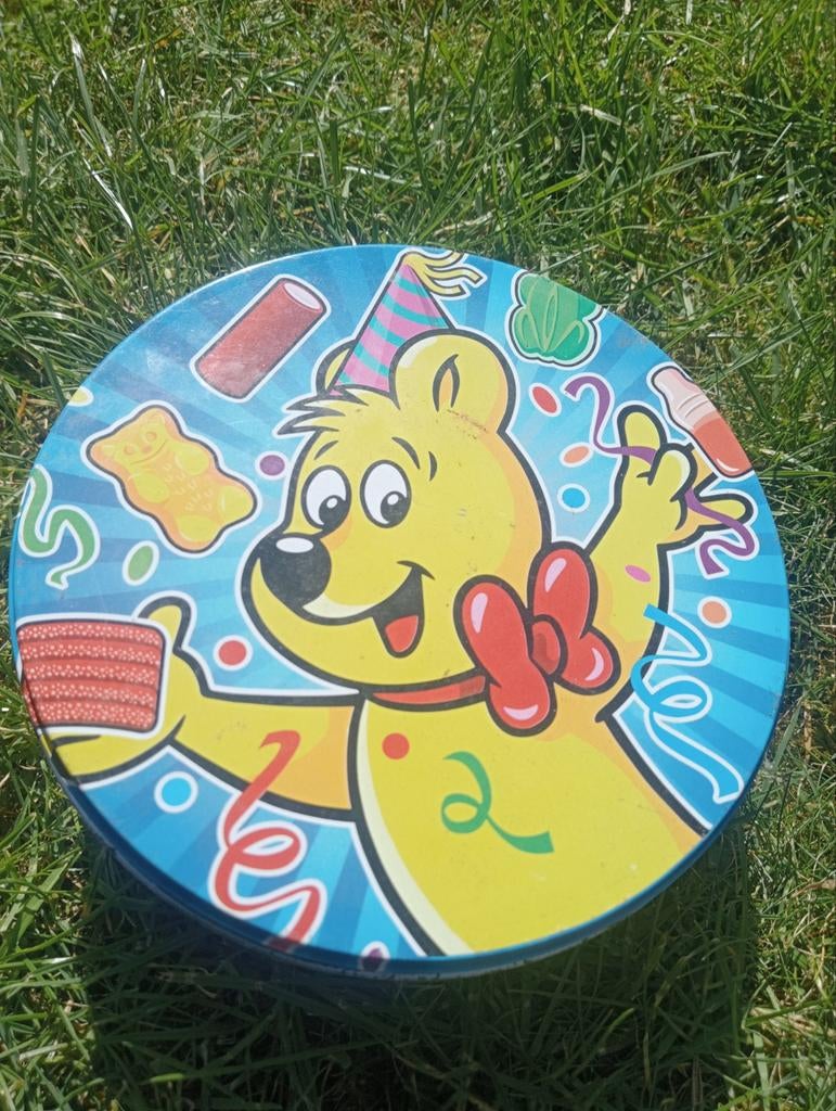 Vintage Haribo snoep blik met beer, Ophalen of Verzenden, Gebruikt, Overige