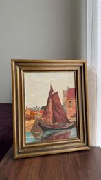 Vintage Schilderij met Boot, Antiek en Kunst, Kunst | Schilderijen | Klassiek, Ophalen