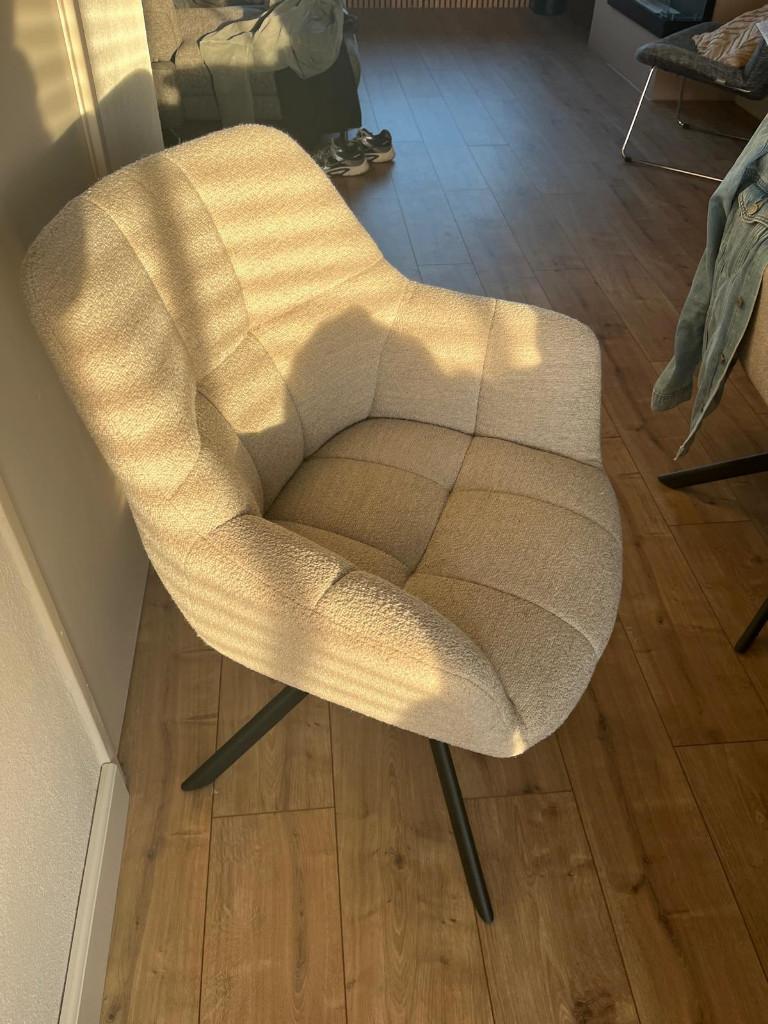 6 z.g.a.n. Stoffen Eetkamer stoelen met draaipoot, Ophalen, Zo goed als nieuw, Stof, Vijf, Zes of meer stoelen