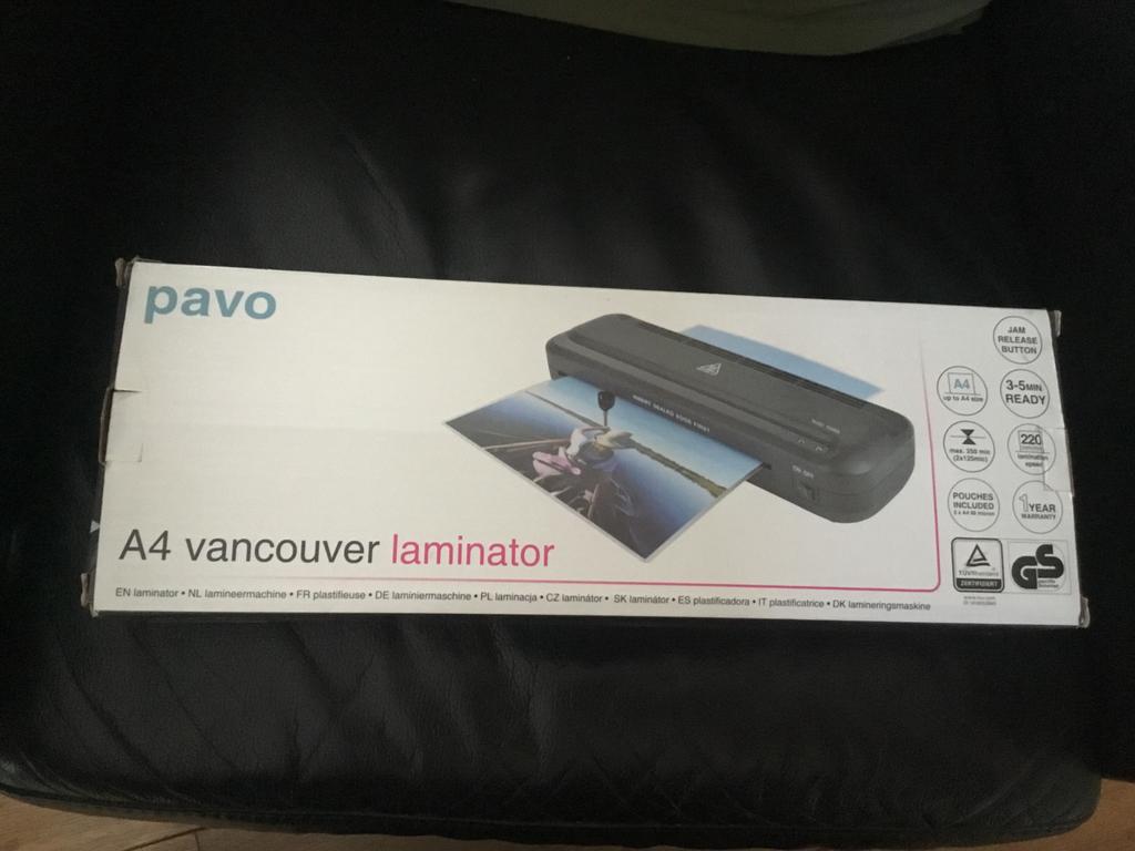 Pavo A4 Vancouver Lamineermachine, Ophalen, Zo goed als nieuw