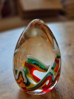 Handgeblazen Glazen Ei Murano Stijl Presse Papier,regenboog, Ophalen of Verzenden