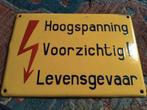 Oud geëmailleerd bord Hoogspanning Levensgevaar, Ophalen of Verzenden