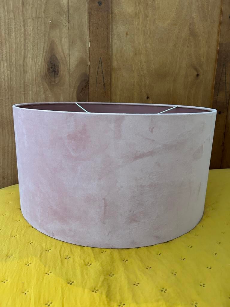 Xxl velvet lichtroze lampenkap, Ophalen, Overige kleuren, 25 tot 50 cm, Rond
