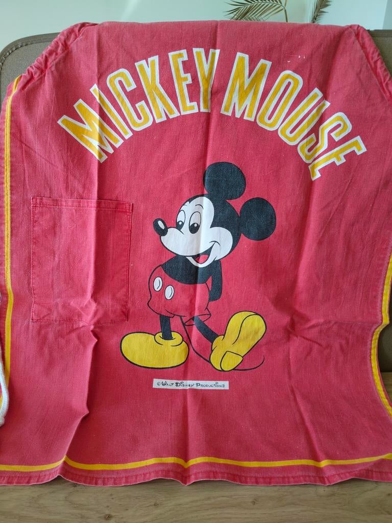 VINTAGE ROOD SCHORT MET MICKEY MOUSE, Verzenden, Gebruikt, Rood, Schort