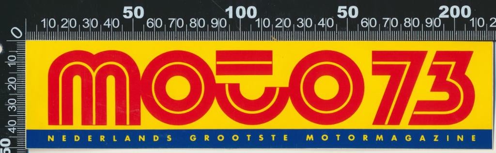 Sticker: Moto 73 - Nederlands grootste motormagazine (2), Verzamelen, Ophalen of Verzenden, Zo goed als nieuw, Auto of Motor