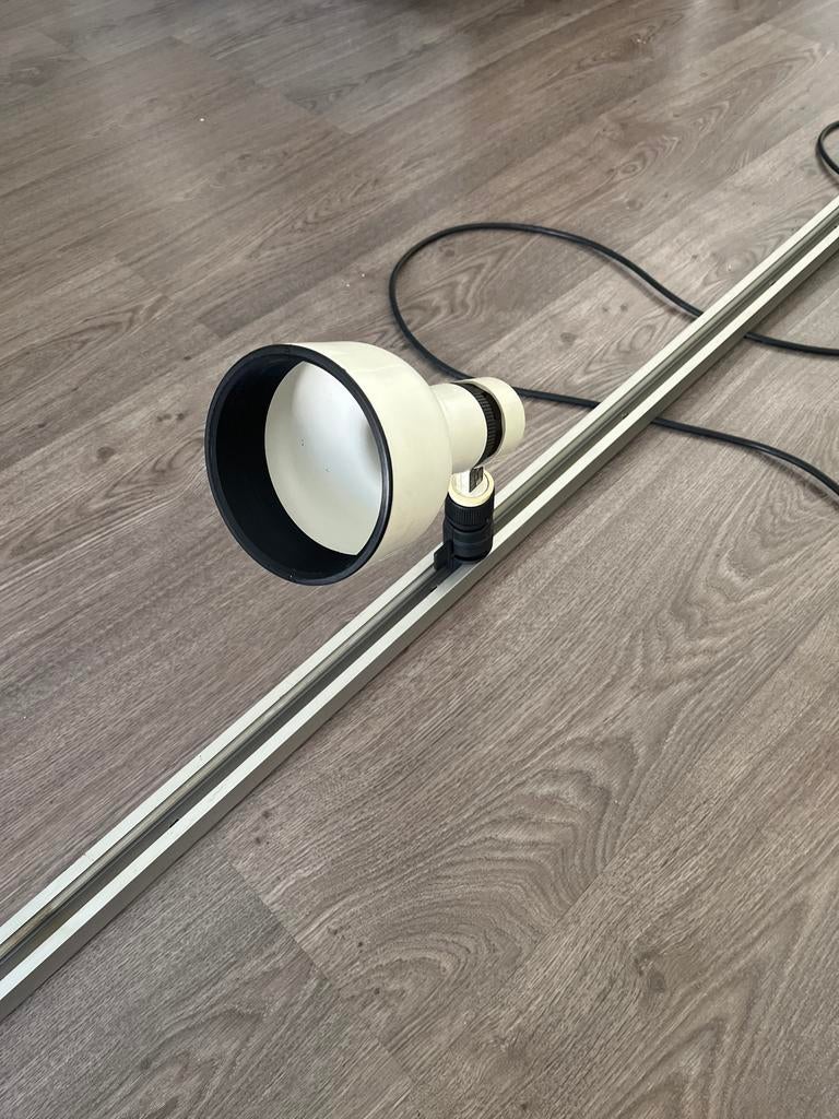 4x Vintage Retro Philips Pope Spotlampen met 2x Rails, Ophalen, Gebruikt