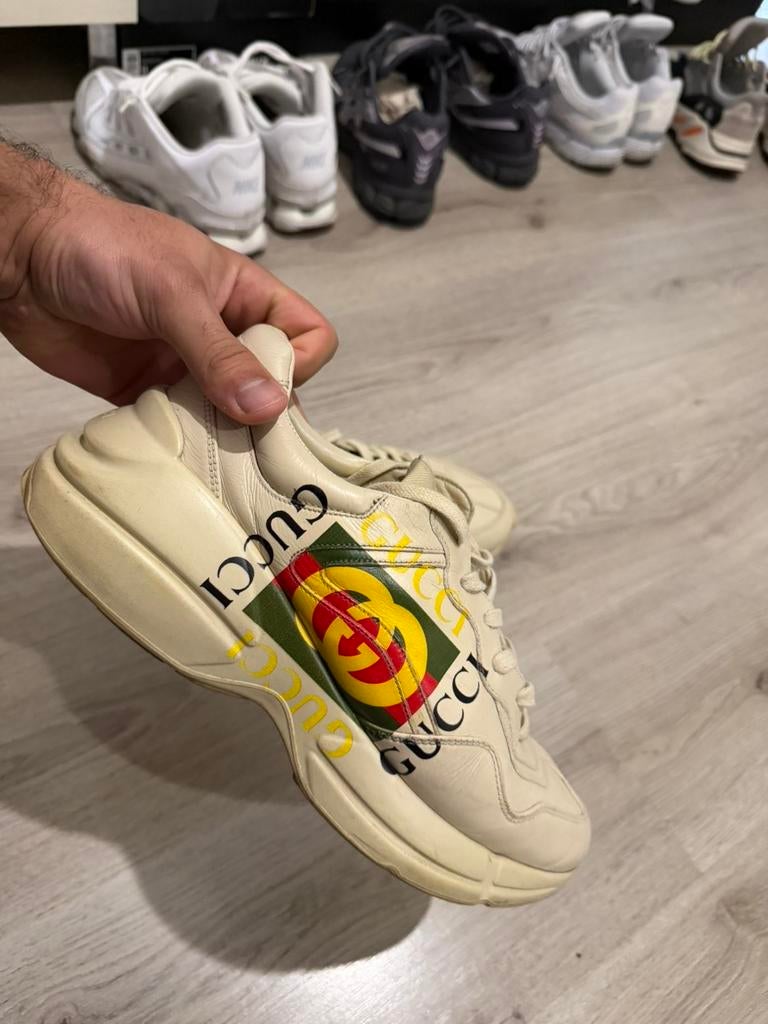 Gucci Rhyton leren sneakers - Maat 42,5, Ophalen of Verzenden, Gedragen, Overige kleuren, Sneakers of Gympen