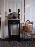 Hoge sidetable mat zwart plantentafel met lade, Huis en Inrichting, Stoer sober brocante landelijk industrieel, Minder dan 50 cm