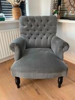 Grijze fauteuil met knopen, Ophalen, Gebruikt, Stof, 75 tot 100 cm