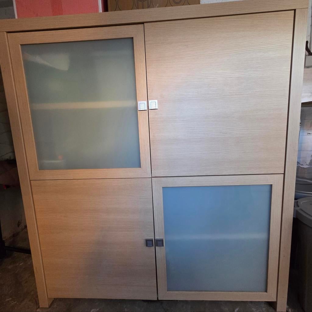 Houten kast met glazen deuren, Ophalen of Verzenden, Gebruikt