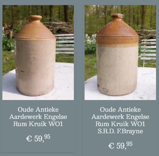 Oude antieke Engelse SRD aardewerk fles kruik rum WO1, Ophalen of Verzenden